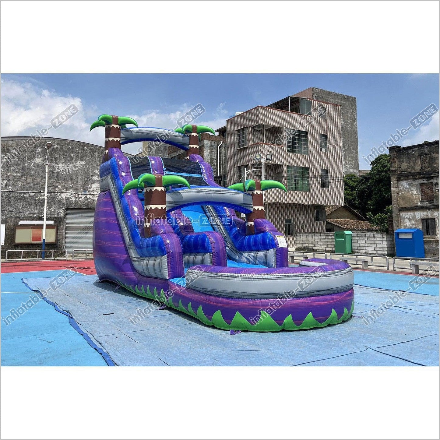Best Outdoor Inflatable Water Slide Jumping Castle Pool Professional Water Slide With Palm Trees - Inflatable-Zone