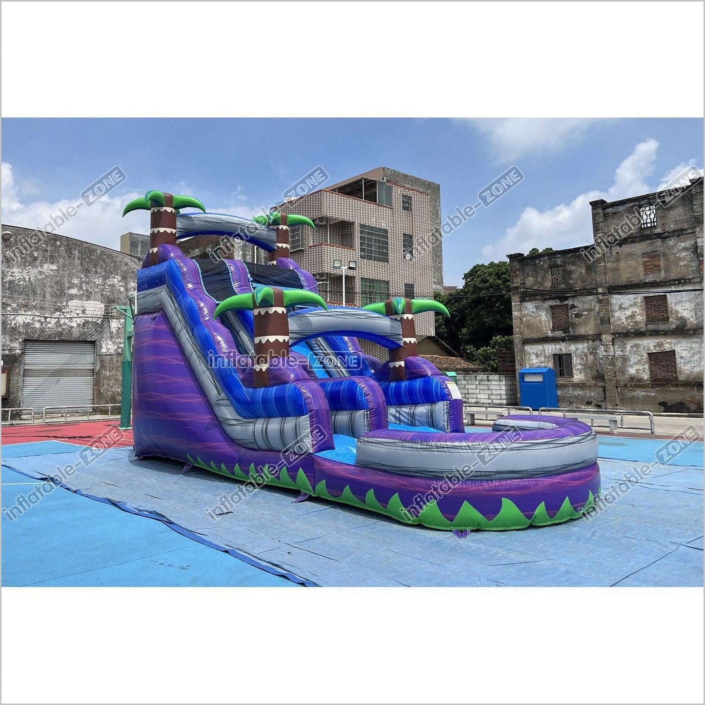 Best Outdoor Inflatable Water Slide Jumping Castle Pool Professional Water Slide With Palm Trees - Inflatable-Zone