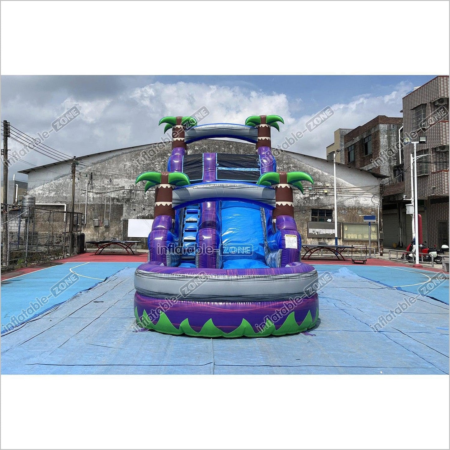 Best Outdoor Inflatable Water Slide Jumping Castle Pool Professional Water Slide With Palm Trees - Inflatable-Zone