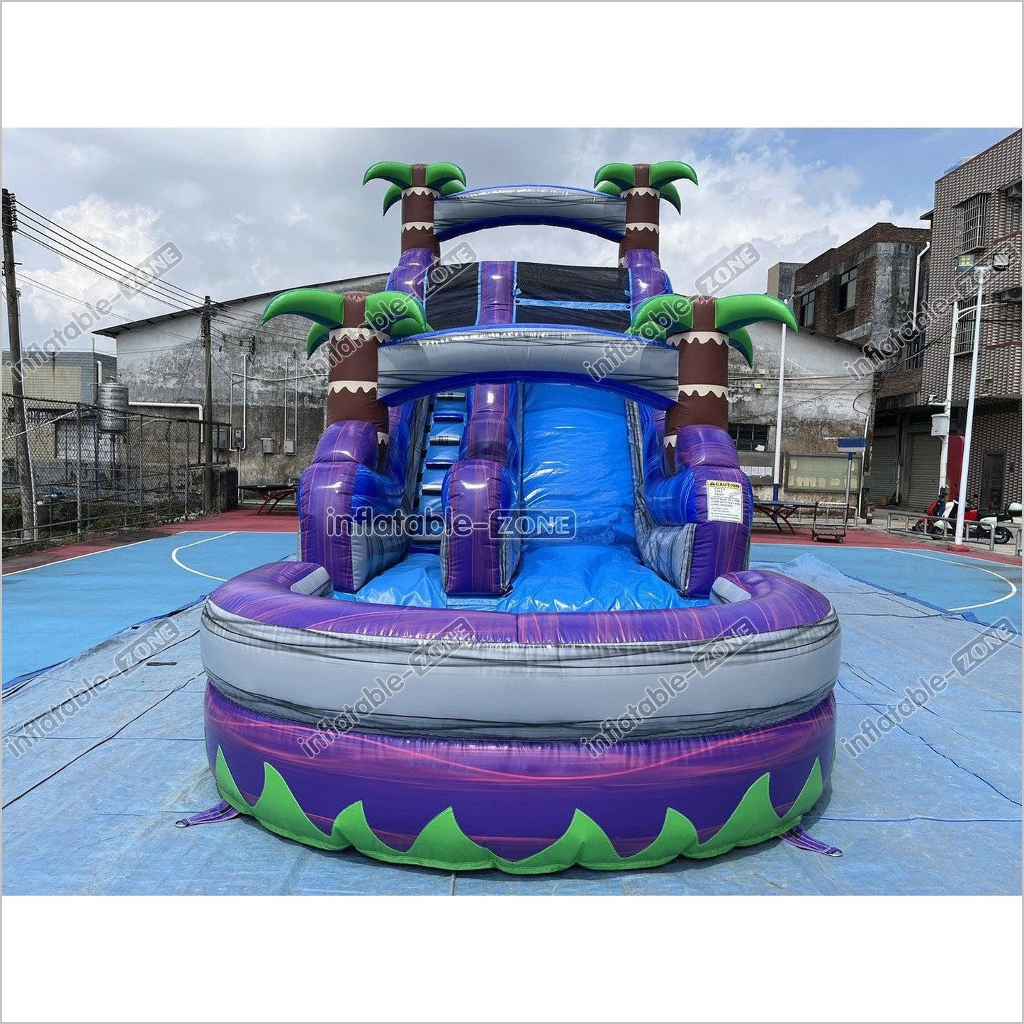 Best Outdoor Inflatable Water Slide Jumping Castle Pool Professional Water Slide With Palm Trees - Inflatable-Zone