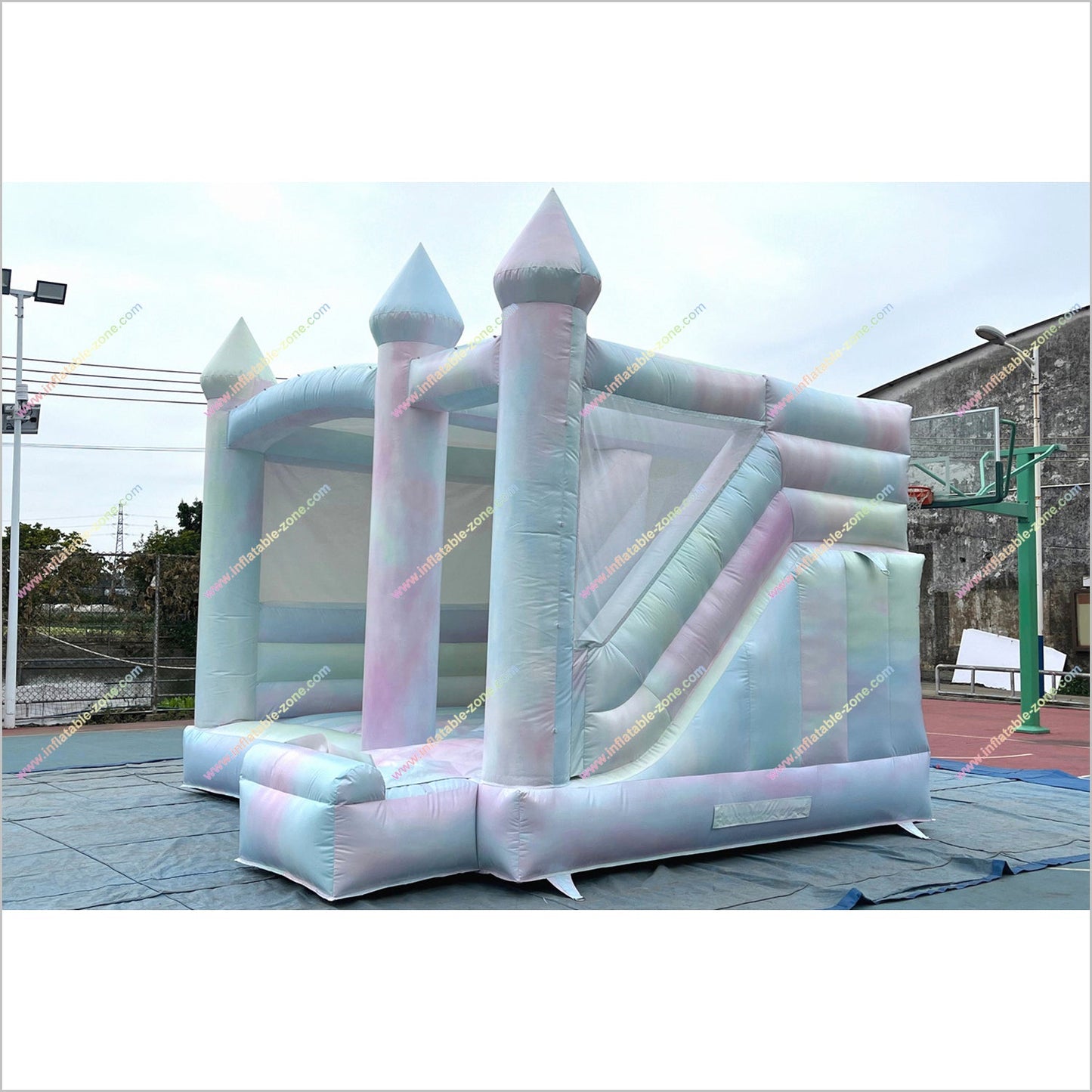 Best Tie Dye Combo Inflatable Big Slide Bounce House Outdoor Soft Play Equipment Bouncy Castle Slide For Sale