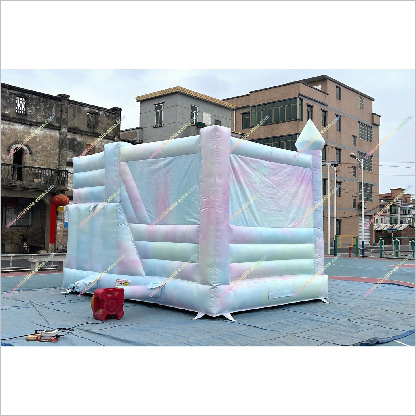 Best Tie Dye Combo Inflatable Big Slide Bounce House Outdoor Soft Play Equipment Bouncy Castle Slide For Sale
