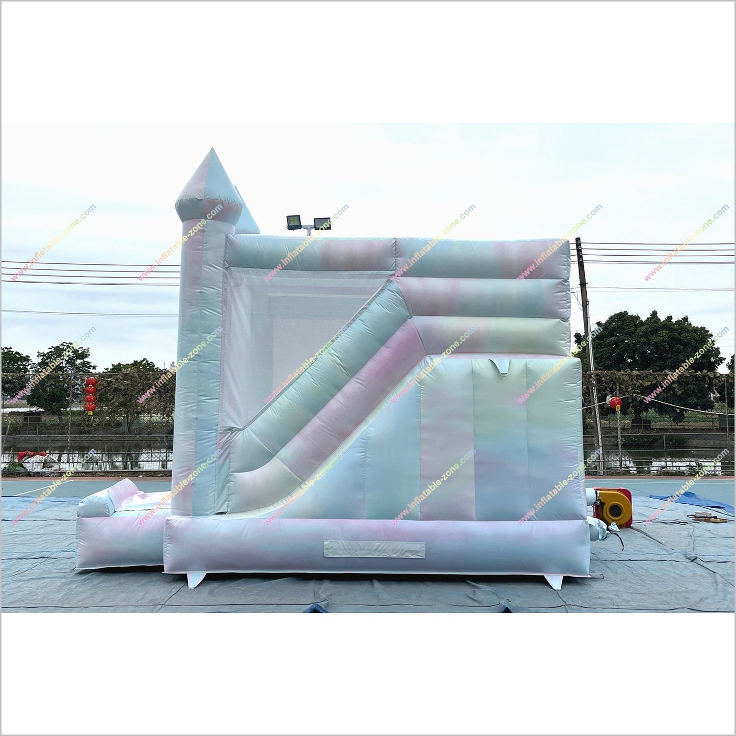 Best Tie Dye Combo Inflatable Big Slide Bounce House Outdoor Soft Play Equipment Bouncy Castle Slide For Sale