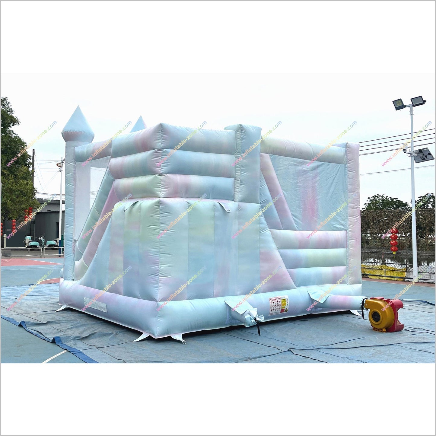 Best Tie Dye Combo Inflatable Big Slide Bounce House Outdoor Soft Play Equipment Bouncy Castle Slide For Sale