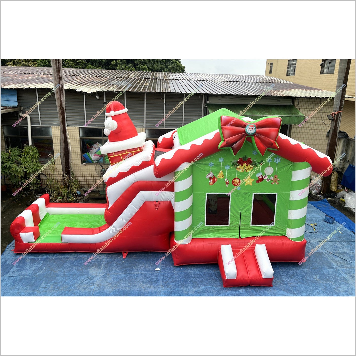 Outdoor Santa Claus Bounce House Slide Rentals Christmas Combo Inflatables Bouncy Castle And Slide For Sale - Inflatable-Zone