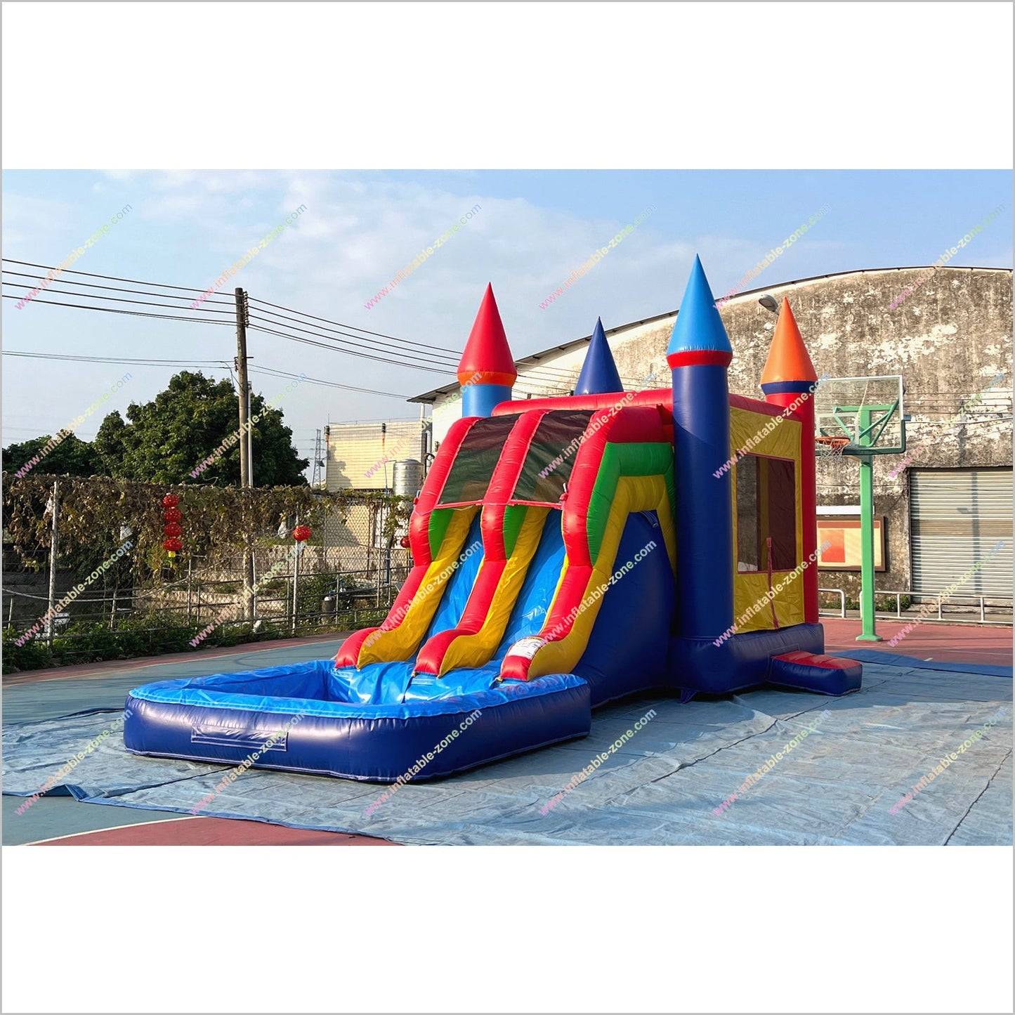 Jump Combo Waterslide Bouncy Castle Inflatable Water Playground Bounce House With Double Slide