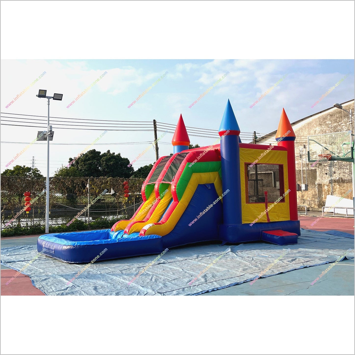 Jump Combo Waterslide Bouncy Castle Inflatable Water Playground Bounce House With Double Slide