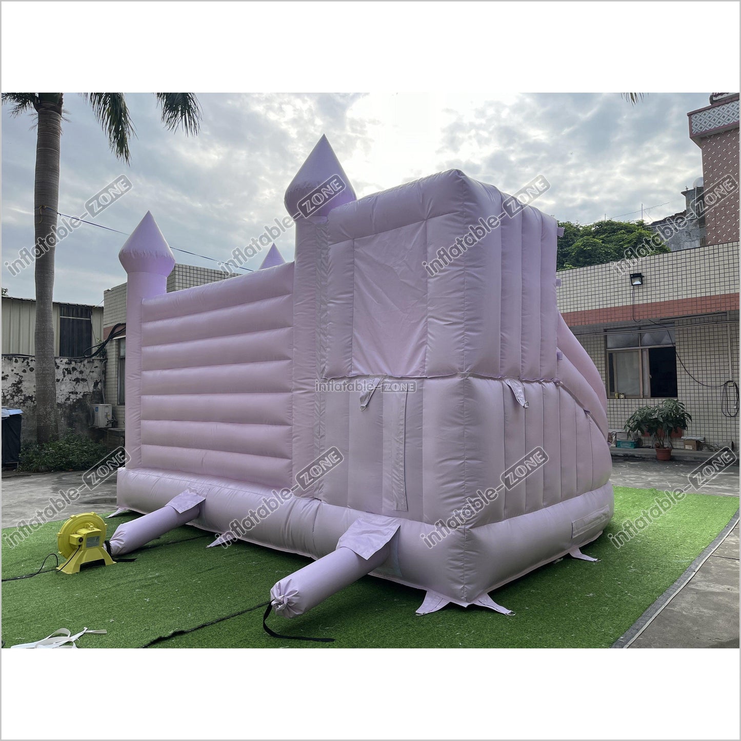 Light Purple Bounce House Wedding Jumping Castle Combo Slide Inflatable Bouncer Play Party - Inflatable-Zone