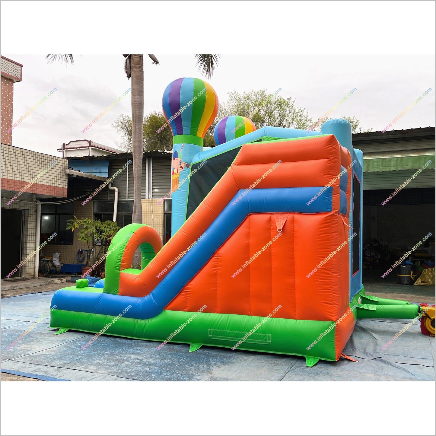Rainbow Balloon Combo Jump And Slide Inflatable Bouncer Backyard Party Rentals Bouncy Castle For Sale With Slide - Inflatable-Zone