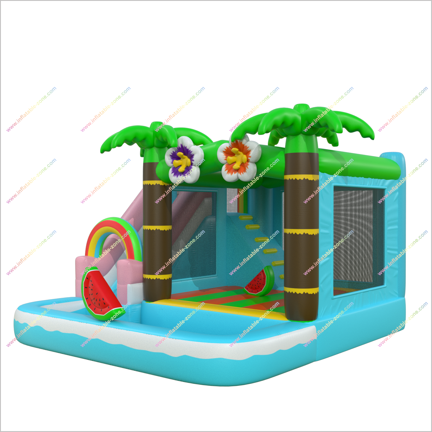 Bouncy Playground Jumping Castle Water Slide Hire Tropical Inflatables Bounce Houses And Waterslides Combo Beach - Inflatable-Zone