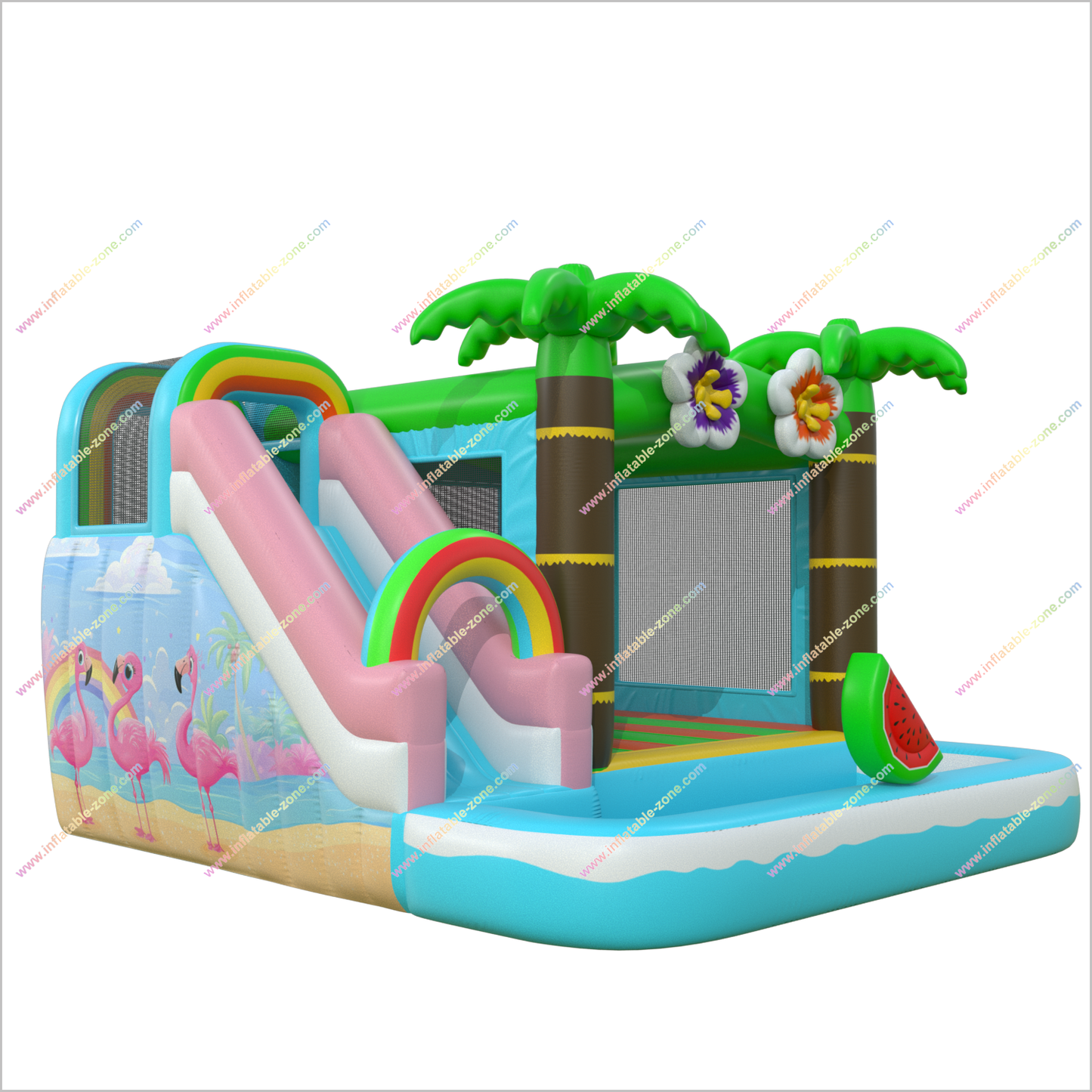 Bouncy Playground Jumping Castle Water Slide Hire Tropical Inflatables Bounce Houses And Waterslides Combo Beach - Inflatable-Zone
