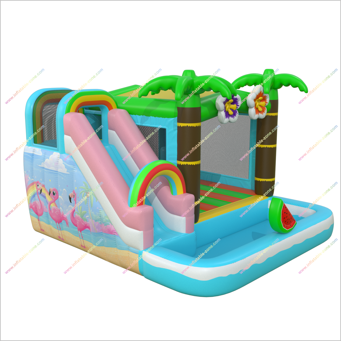 Bouncy Playground Jumping Castle Water Slide Hire Tropical Inflatables Bounce Houses And Waterslides Combo Beach - Inflatable-Zone