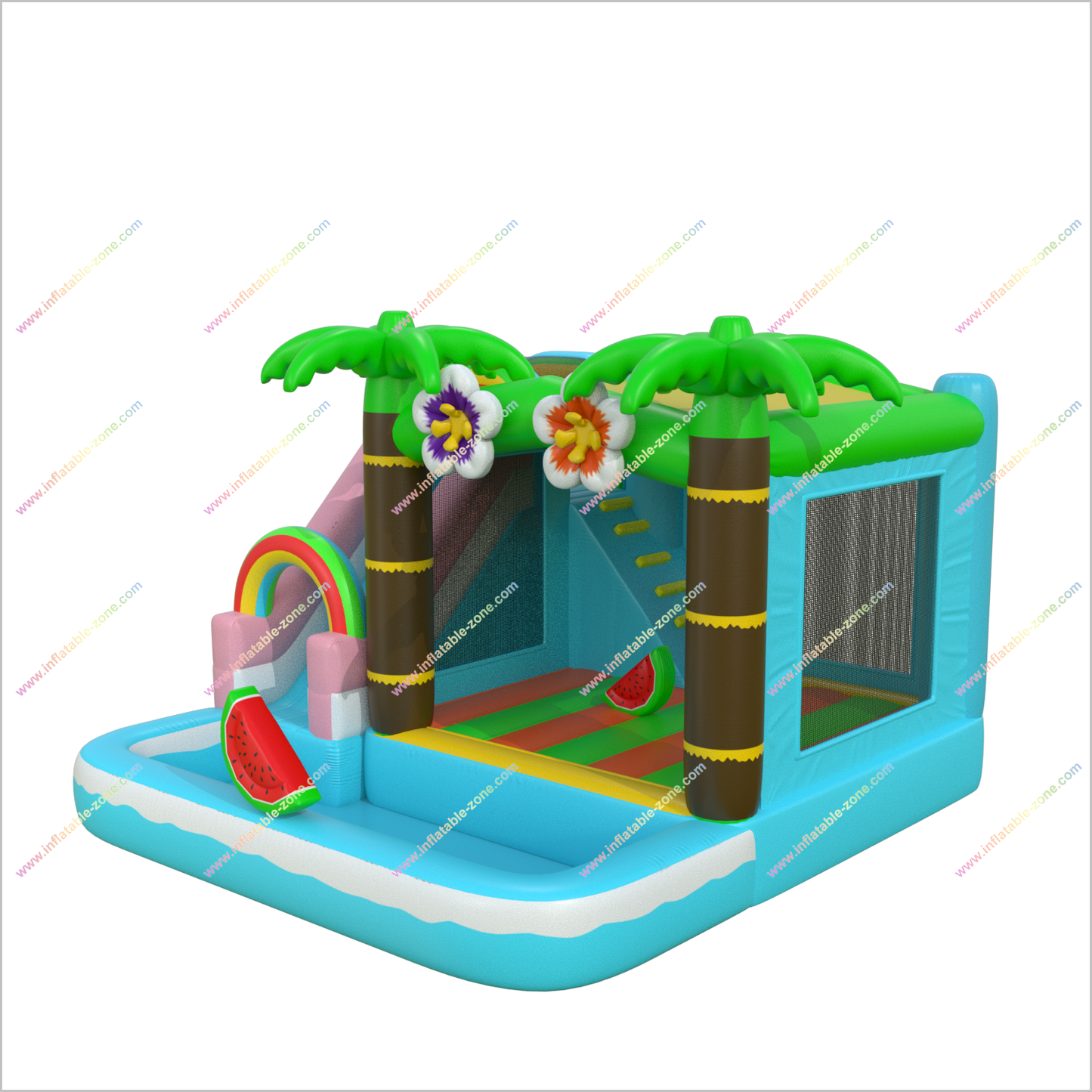 Bouncy Playground Jumping Castle Water Slide Hire Tropical Inflatables Bounce Houses And Waterslides Combo Beach - Inflatable-Zone