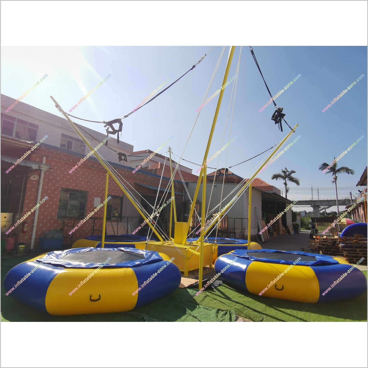 Bungee Games Jump Sport Trampoline Commercial Inflatable Amusement Park 4 Persons Bungee Trampoline Near Me