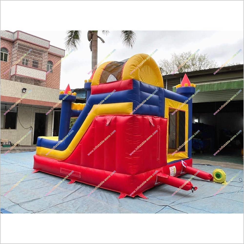 Red Blue And Yellow Jumping Playground Inflatable Slide Rent Mega Combo Castle Bounce House With Slide - Inflatable-Zone