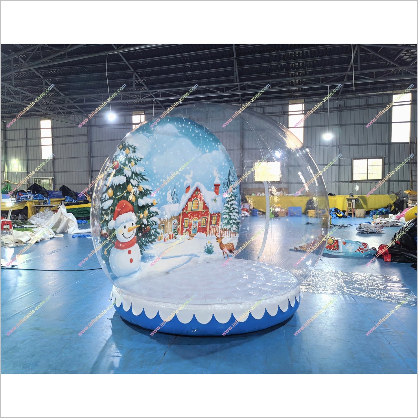 Christmas Tree Snow Globe Clear Inflatable Dome Tent Wedding Photo Booth Rental Snow Globes With Snowman - Inflatable-Zone