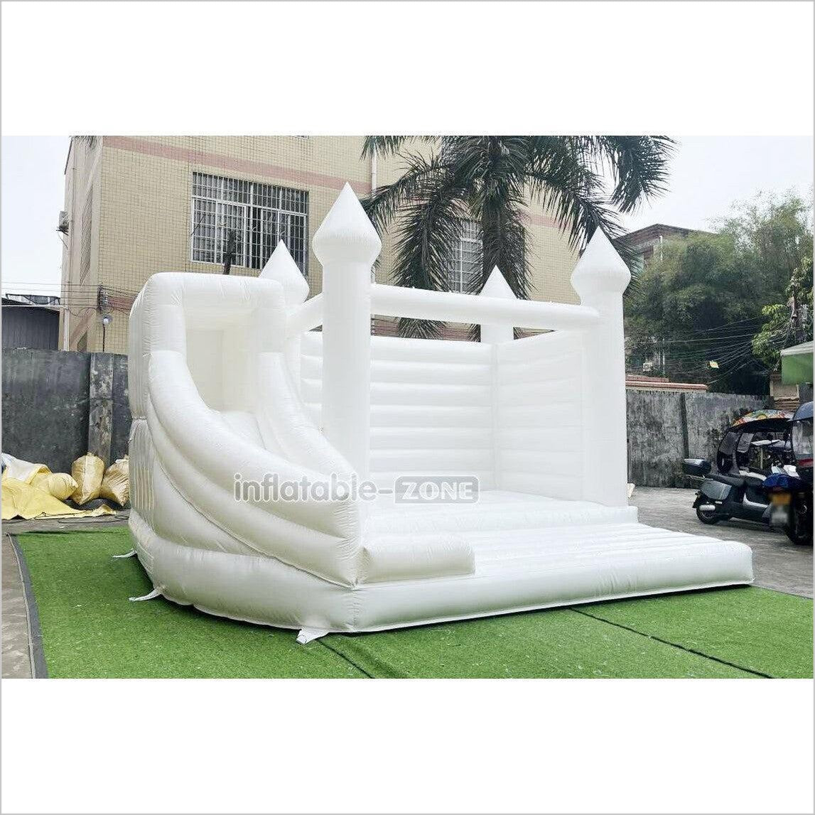 Fun And Exciting Wedding Jumping Castle Slide Combo Bounce House White Inflatable Bouncy For Backyard Trampoline Party - Inflatable-Zone
