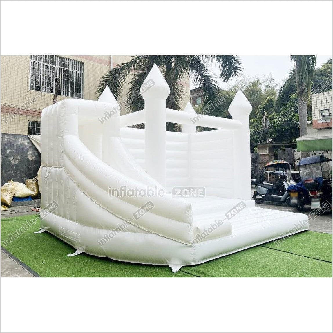 Fun And Exciting Wedding Jumping Castle Slide Combo Bounce House White Inflatable Bouncy For Backyard Trampoline Party - Inflatable-Zone