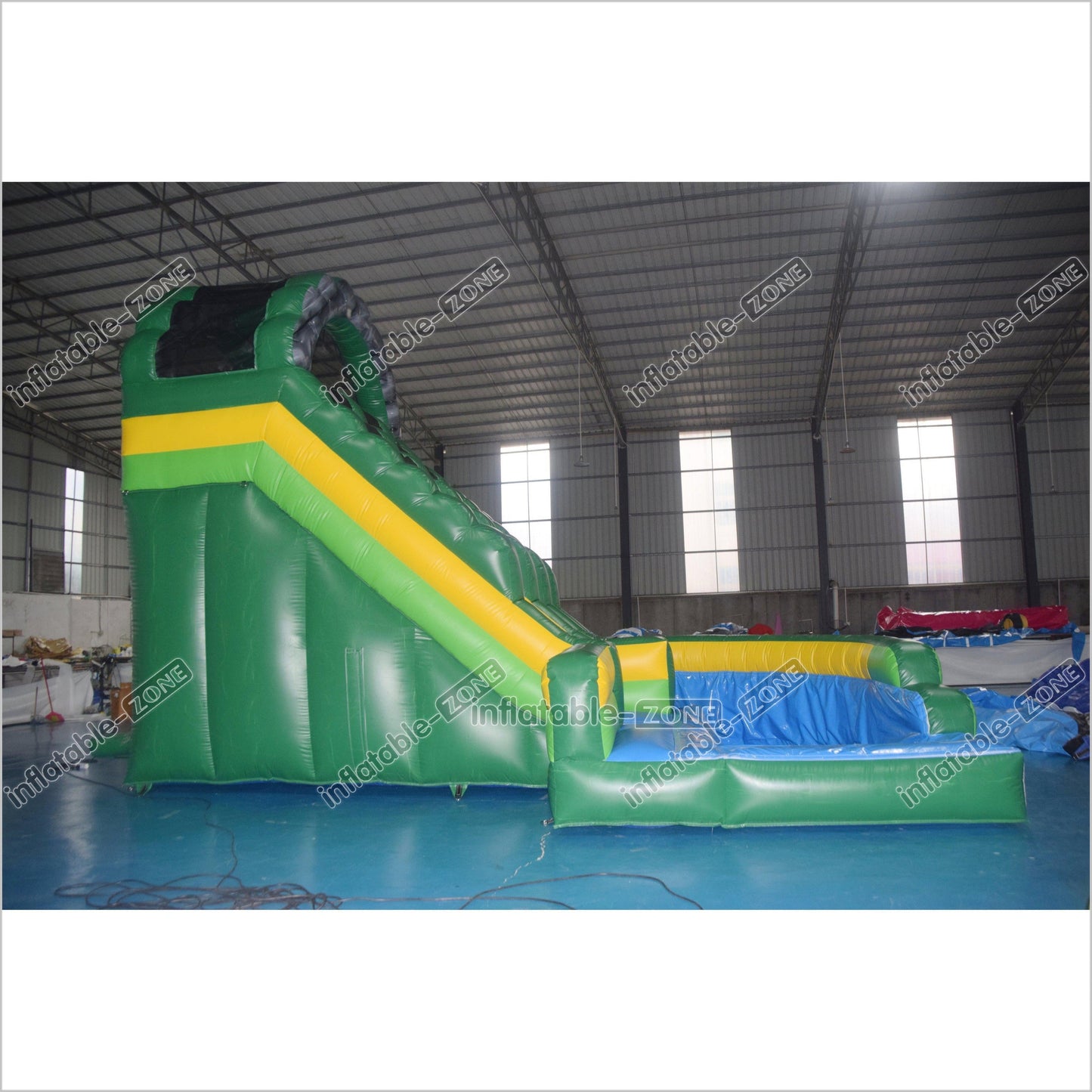 Green Marble Wave Curve Inflatable Water Slide Large Inflatable Water Park Theme With Dual Lane Water Slide - Inflatable-Zone