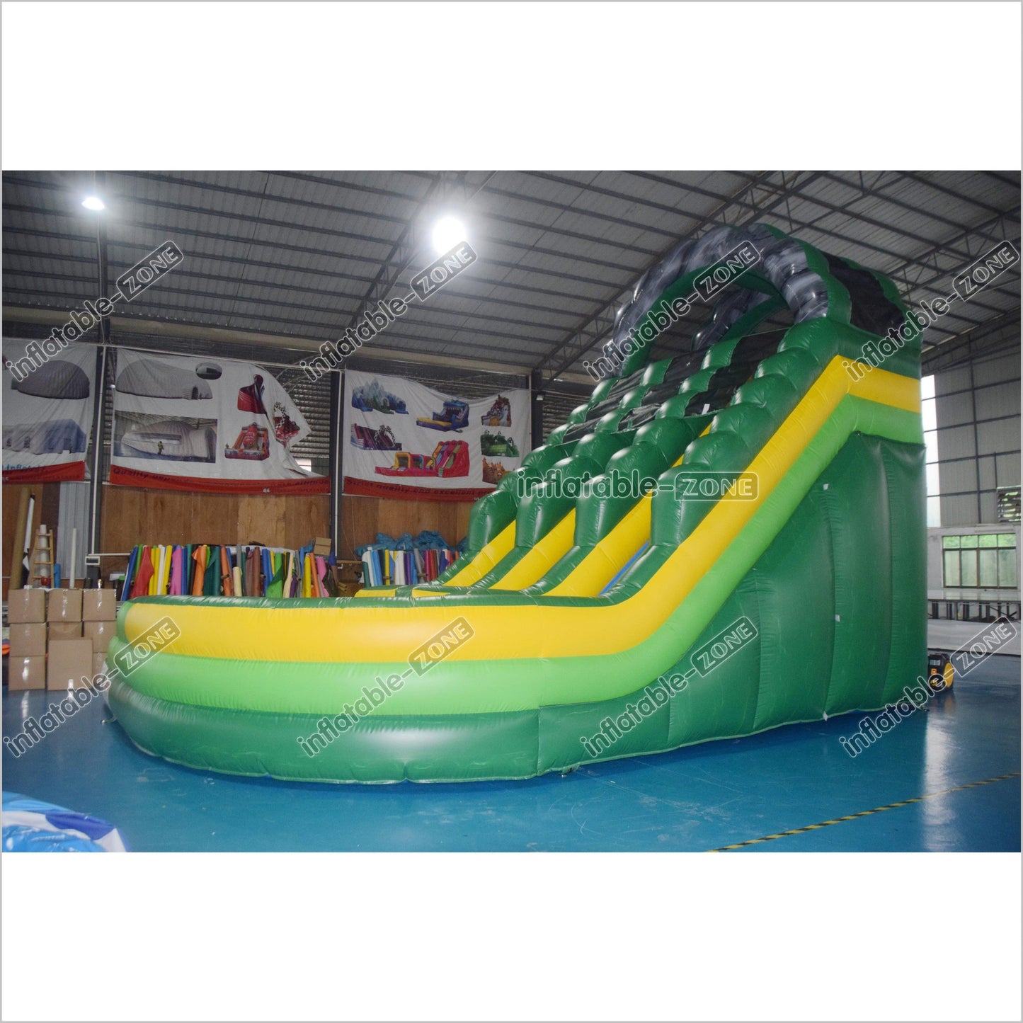 Green Marble Wave Curve Inflatable Water Slide Large Inflatable Water Park Theme With Dual Lane Water Slide - Inflatable-Zone
