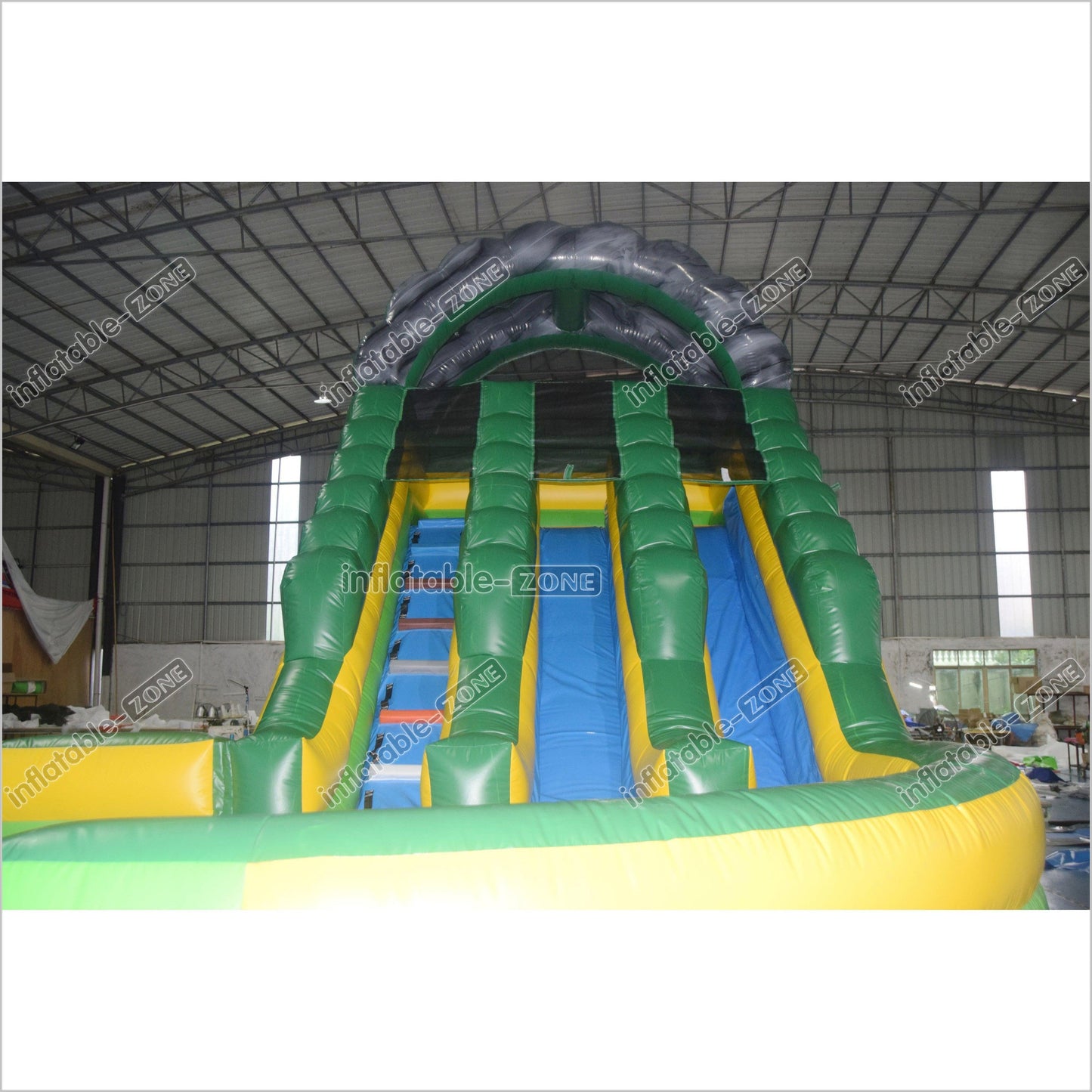 Green Marble Wave Curve Inflatable Water Slide Large Inflatable Water Park Theme With Dual Lane Water Slide - Inflatable-Zone