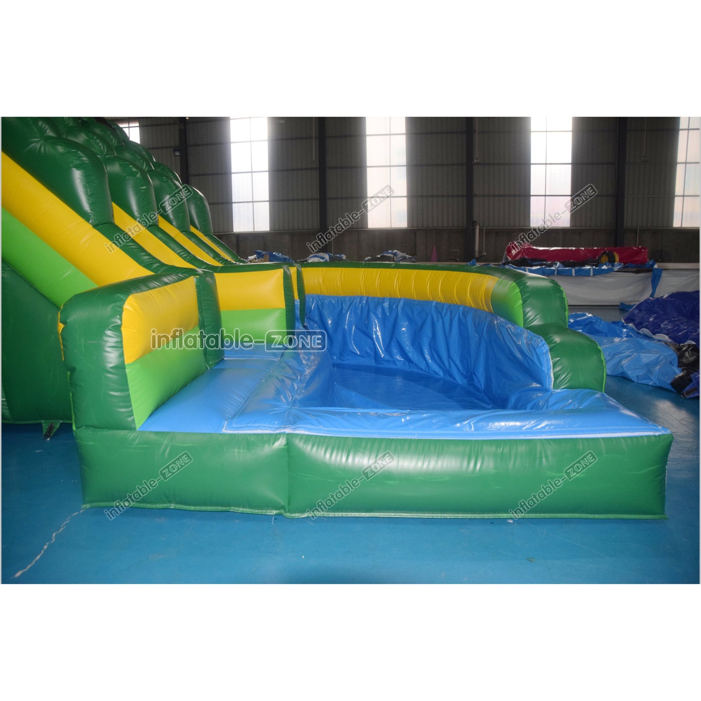 Green Marble Wave Curve Inflatable Water Slide Large Inflatable Water Park Theme With Dual Lane Water Slide - Inflatable-Zone