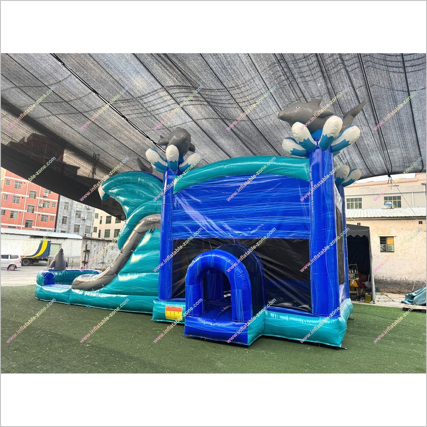 Dolphin Combo Water Slides And Bounce Houses For Rent Jumpers Party Inflatable Water Slide Bouncy Castle