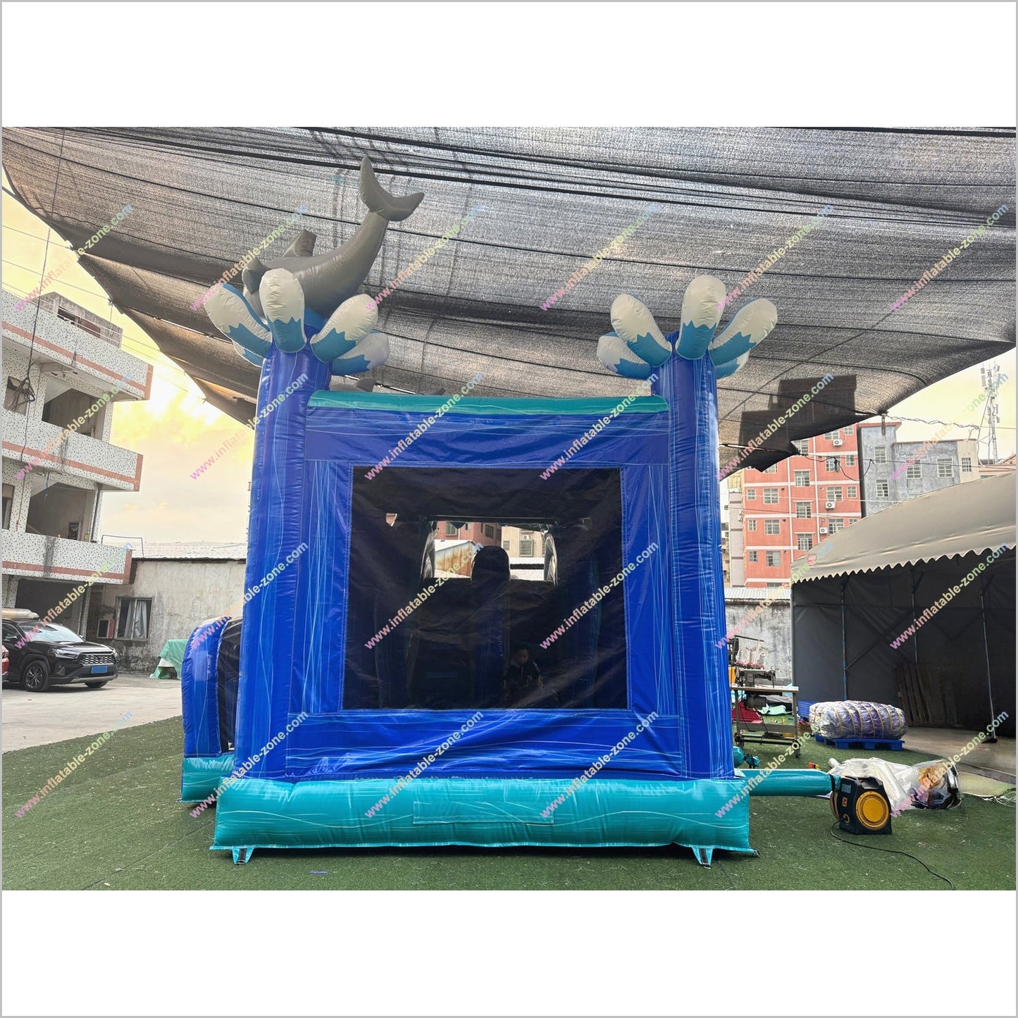Dolphin Combo Water Slides And Bounce Houses For Rent Jumpers Party Inflatable Water Slide Bouncy Castle