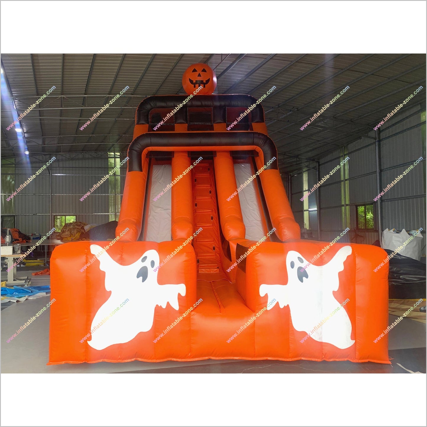 Giant Halloween Outdoor Decor Double Inflatable Slide Sport And Entertainment Ghosts Pumpkin Dry Slides For Rent