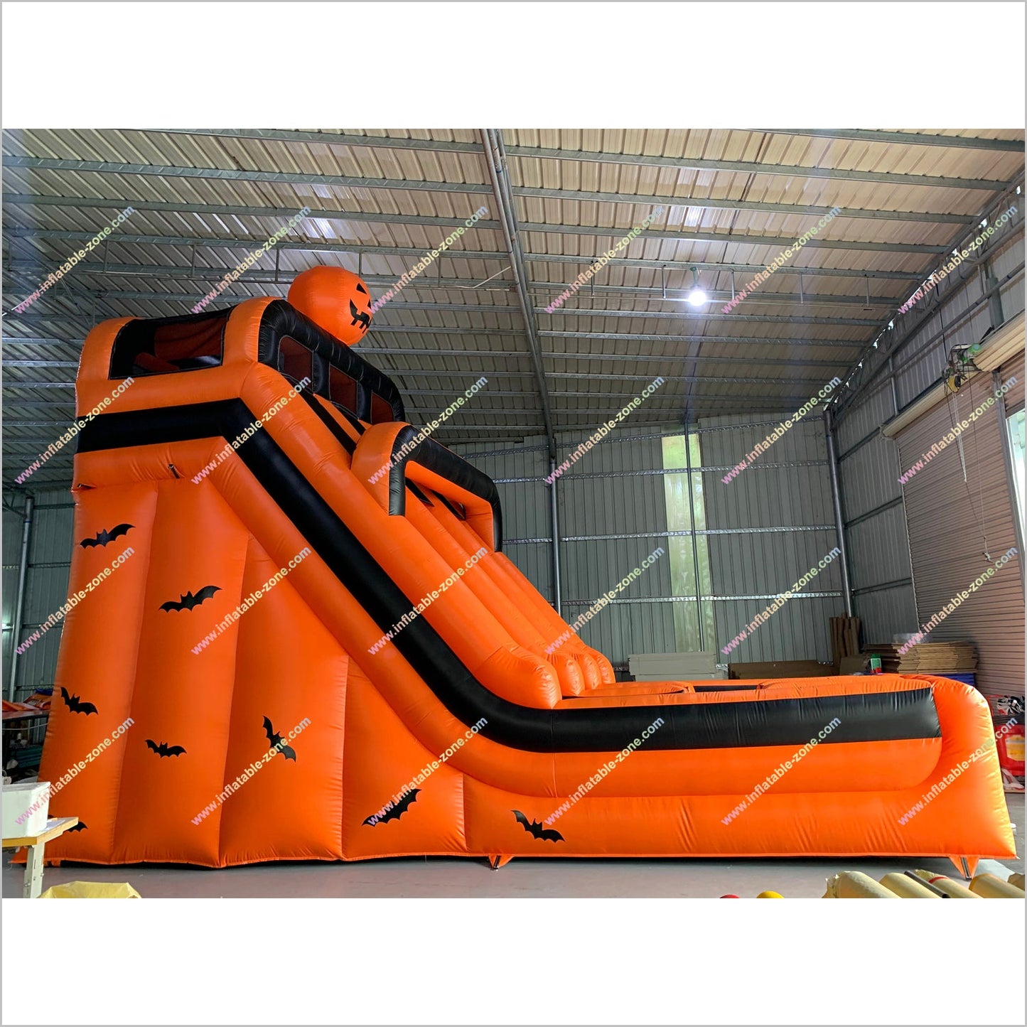 Giant Halloween Outdoor Decor Double Inflatable Slide Sport And Entertainment Ghosts Pumpkin Dry Slides For Rent