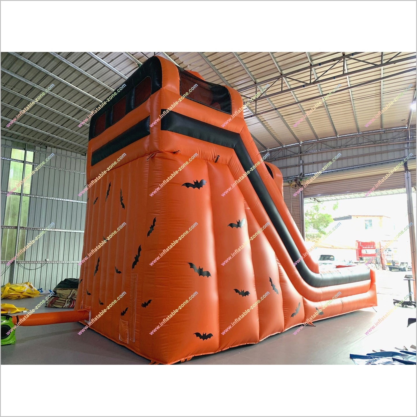 Giant Halloween Outdoor Decor Double Inflatable Slide Sport And Entertainment Ghosts Pumpkin Dry Slides For Rent