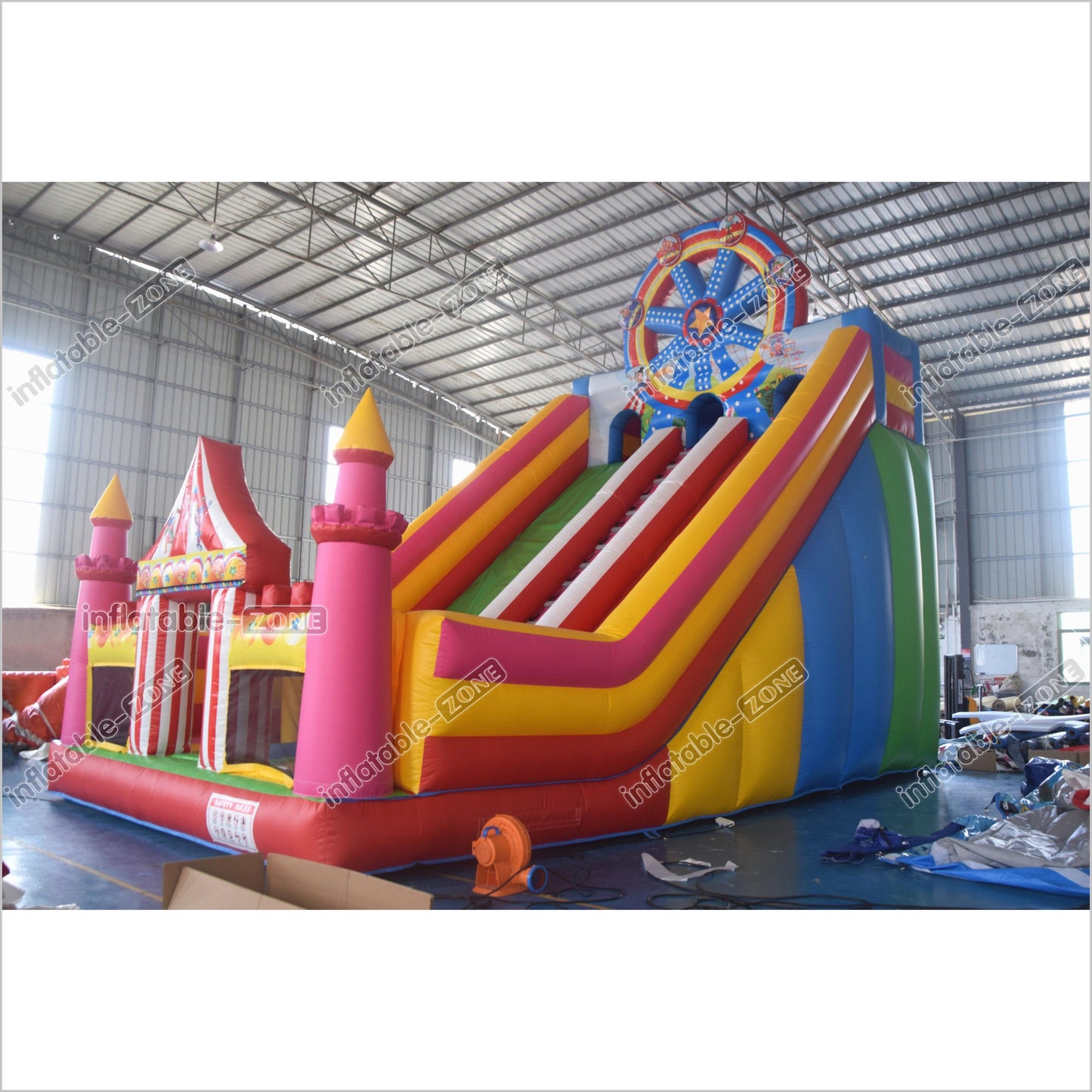 Colorful Double Slide Inflatable Bouncer Blow Up Jumper Crazy Ferris Wheel Inflatable Bouncy Castle Slide - Inflatable-Zone