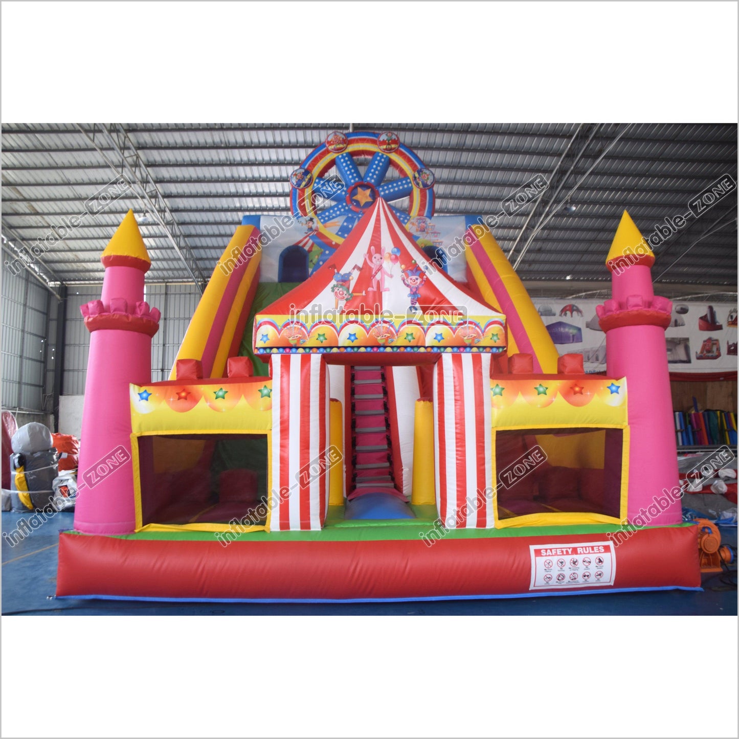 Colorful Double Slide Inflatable Bouncer Blow Up Jumper Crazy Ferris Wheel Inflatable Bouncy Castle Slide - Inflatable-Zone