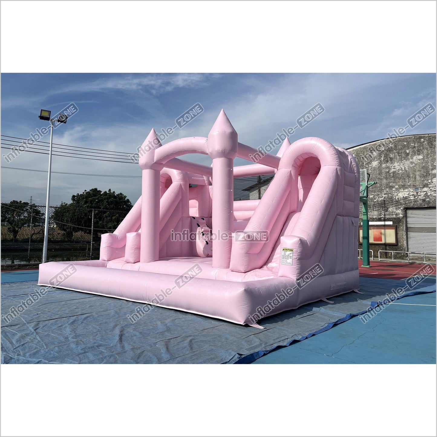 Double Slide Water Inflatable Bounce House Pink Happy Hop Mega Slide Combo Jumping Castle With Ball Pit - Inflatable-Zone