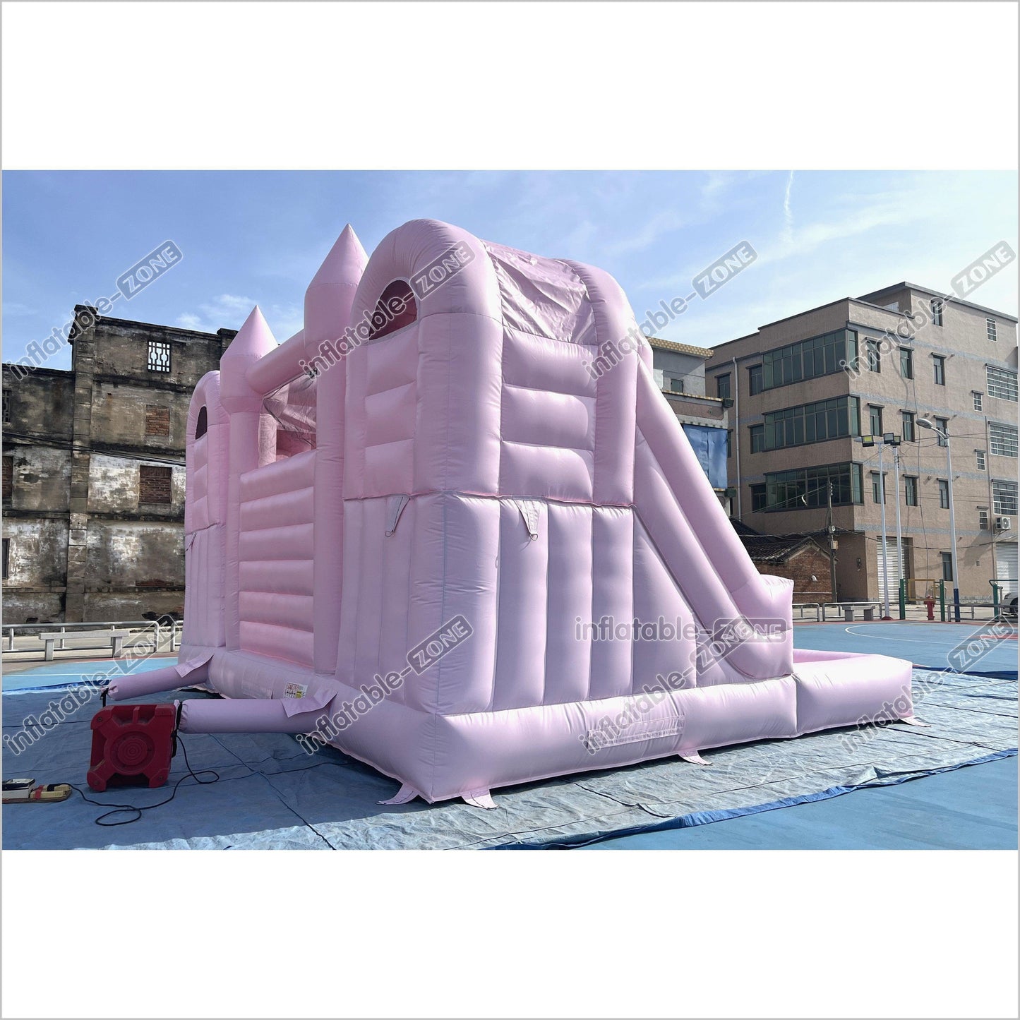 Double Slide Water Inflatable Bounce House Pink Happy Hop Mega Slide Combo Jumping Castle With Ball Pit - Inflatable-Zone