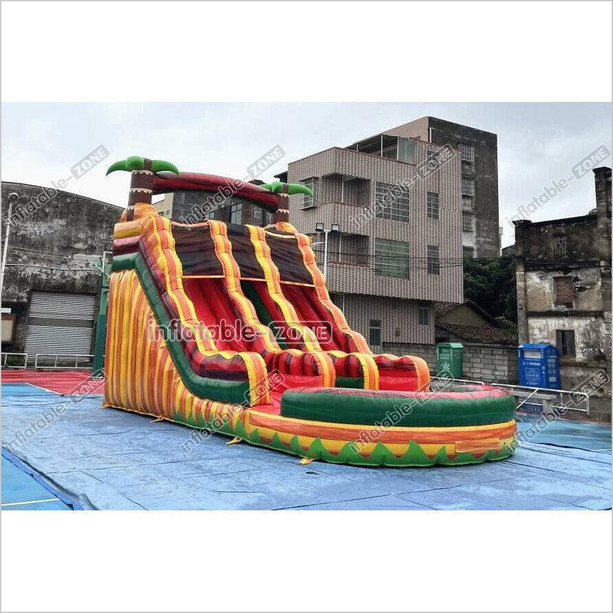 Tropical Wave Double Splash Water Slide Inflatable Jumpers Commercial Swimming Pool With Slide Inflatable For Playground - Inflatable-Zone