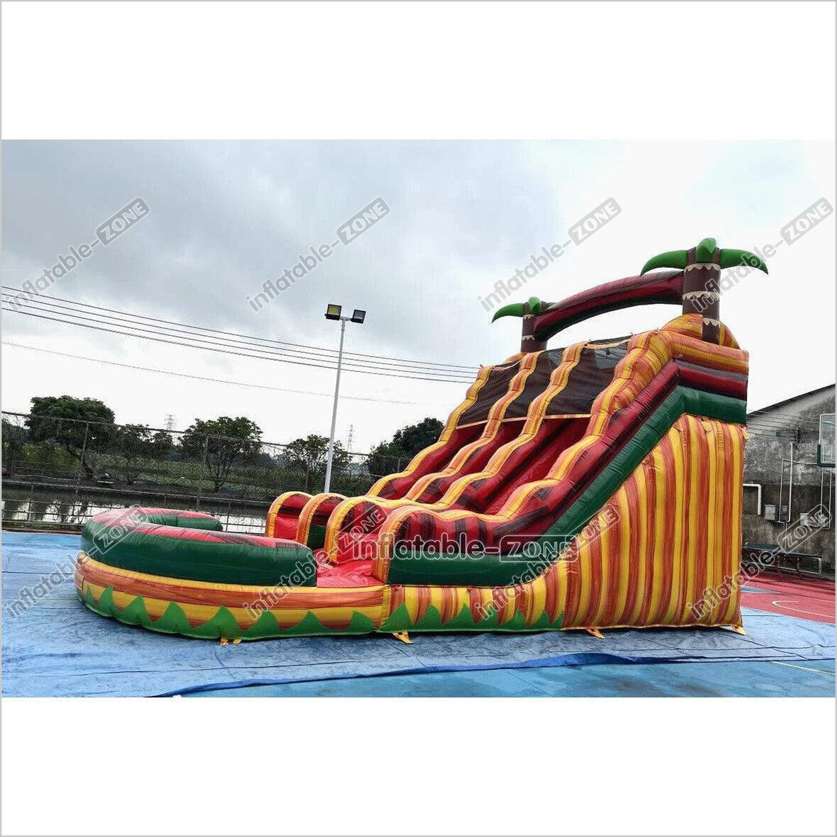 Tropical Wave Double Splash Water Slide Inflatable Jumpers Commercial Swimming Pool With Slide Inflatable For Playground - Inflatable-Zone