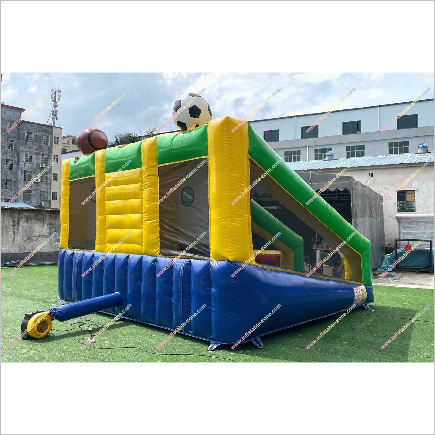 Football Soccer And Basketball 3-In-1 Sports Shooting Interactive Inflatable Challenging Games To Play Party Time Rentals