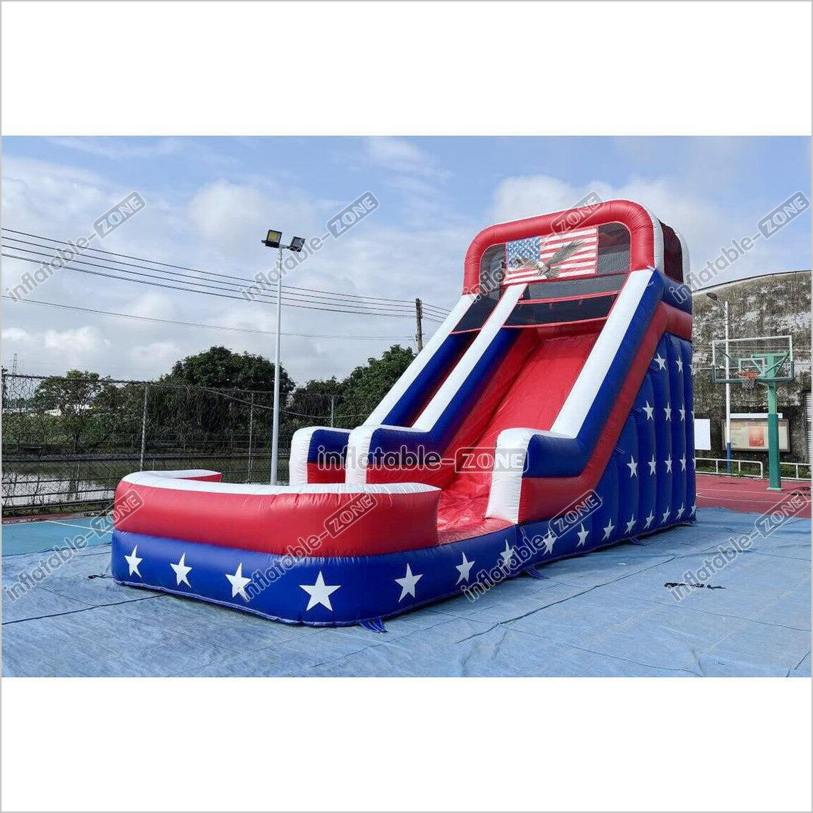 Americana Stars Giant Inflatable Water Slide Commercial Inflatable Pool Playground For Summer Party Events - Inflatable-Zone
