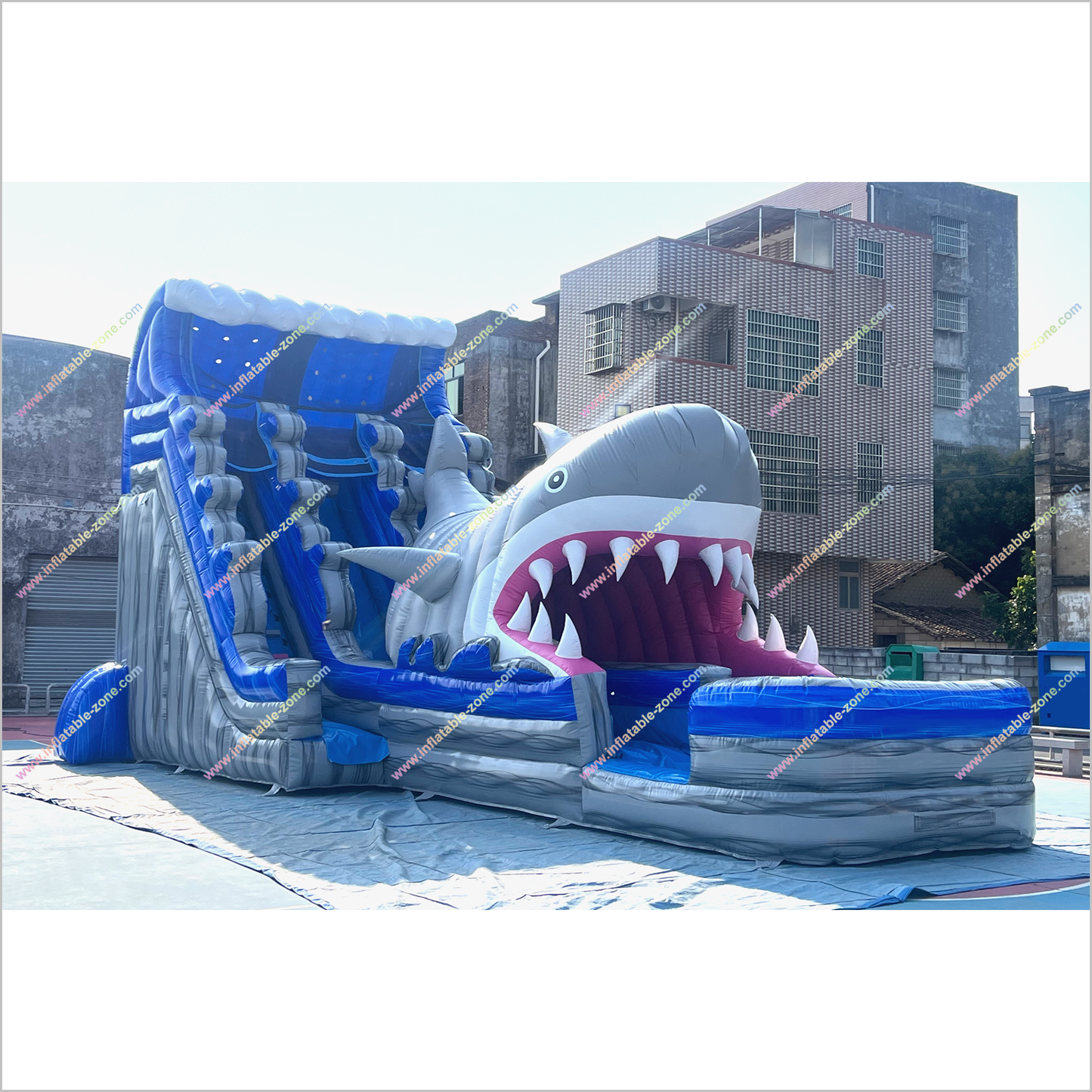 Happy Hop Inflatable Shark Double Water Slide Playground Equipment For Parks Giant Water Slide Rental Inflatable Pool - Inflatable-Zone