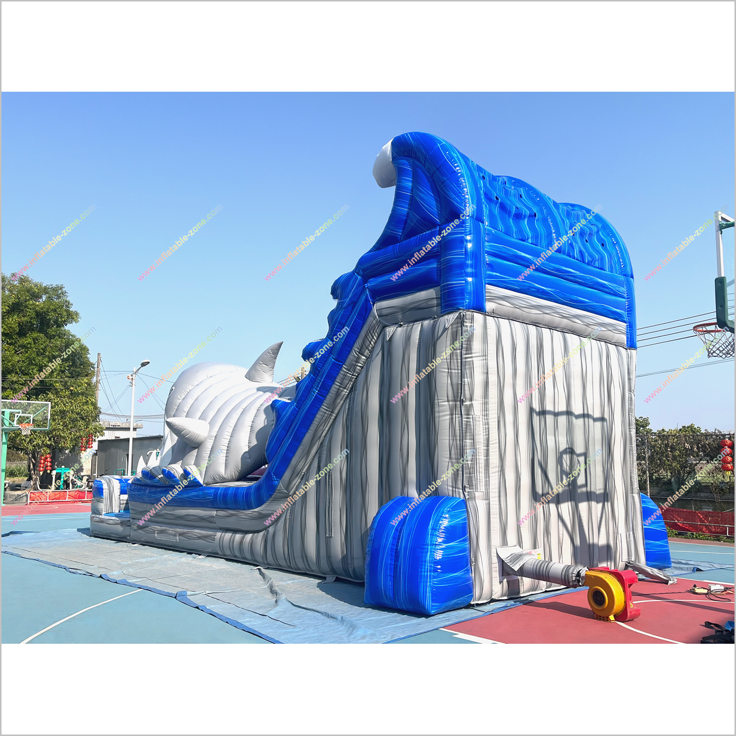 Happy Hop Inflatable Shark Double Water Slide Playground Equipment For Parks Giant Water Slide Rental Inflatable Pool - Inflatable-Zone