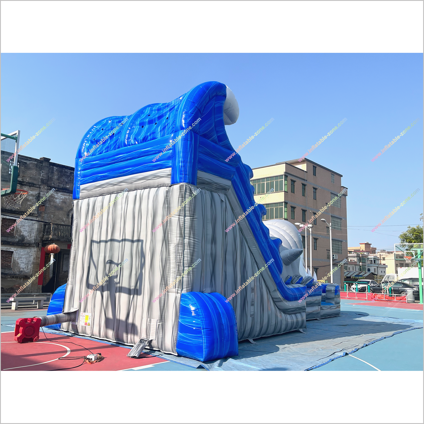 Happy Hop Inflatable Shark Double Water Slide Playground Equipment For Parks Giant Water Slide Rental Inflatable Pool - Inflatable-Zone