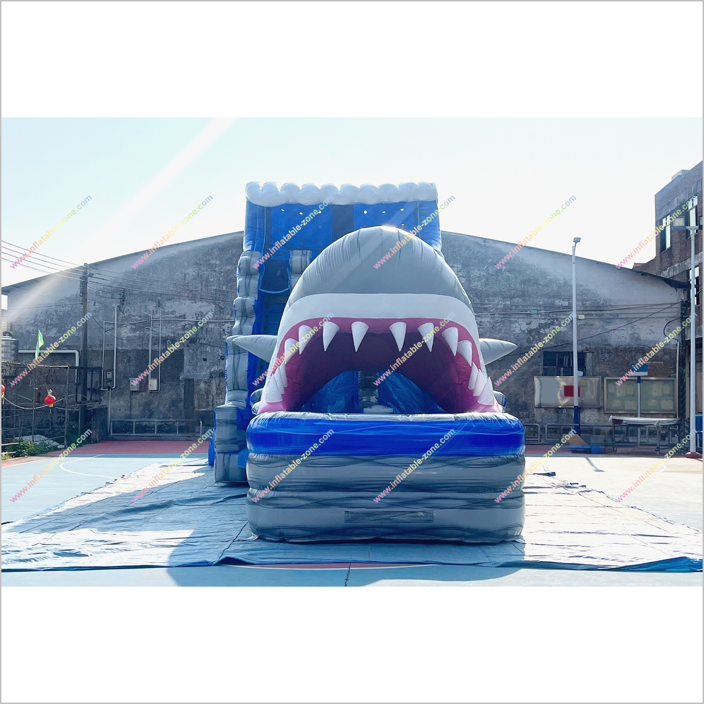 Happy Hop Inflatable Shark Double Water Slide Playground Equipment For Parks Giant Water Slide Rental Inflatable Pool - Inflatable-Zone