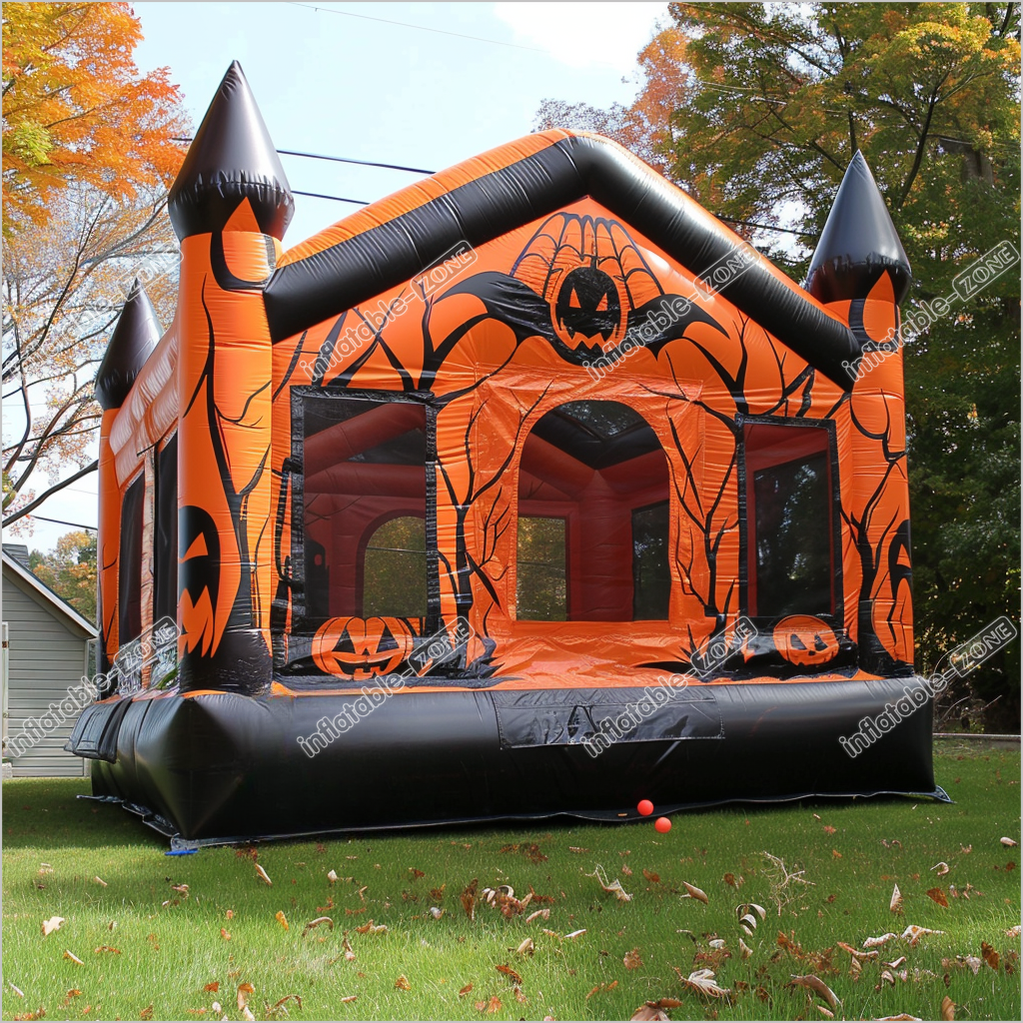 Inflatable Bouncy Halloween Blow Up Castle Birthday Party Jumpers Pumpkin Bounce House Rental Near Me - Inflatable-Zone