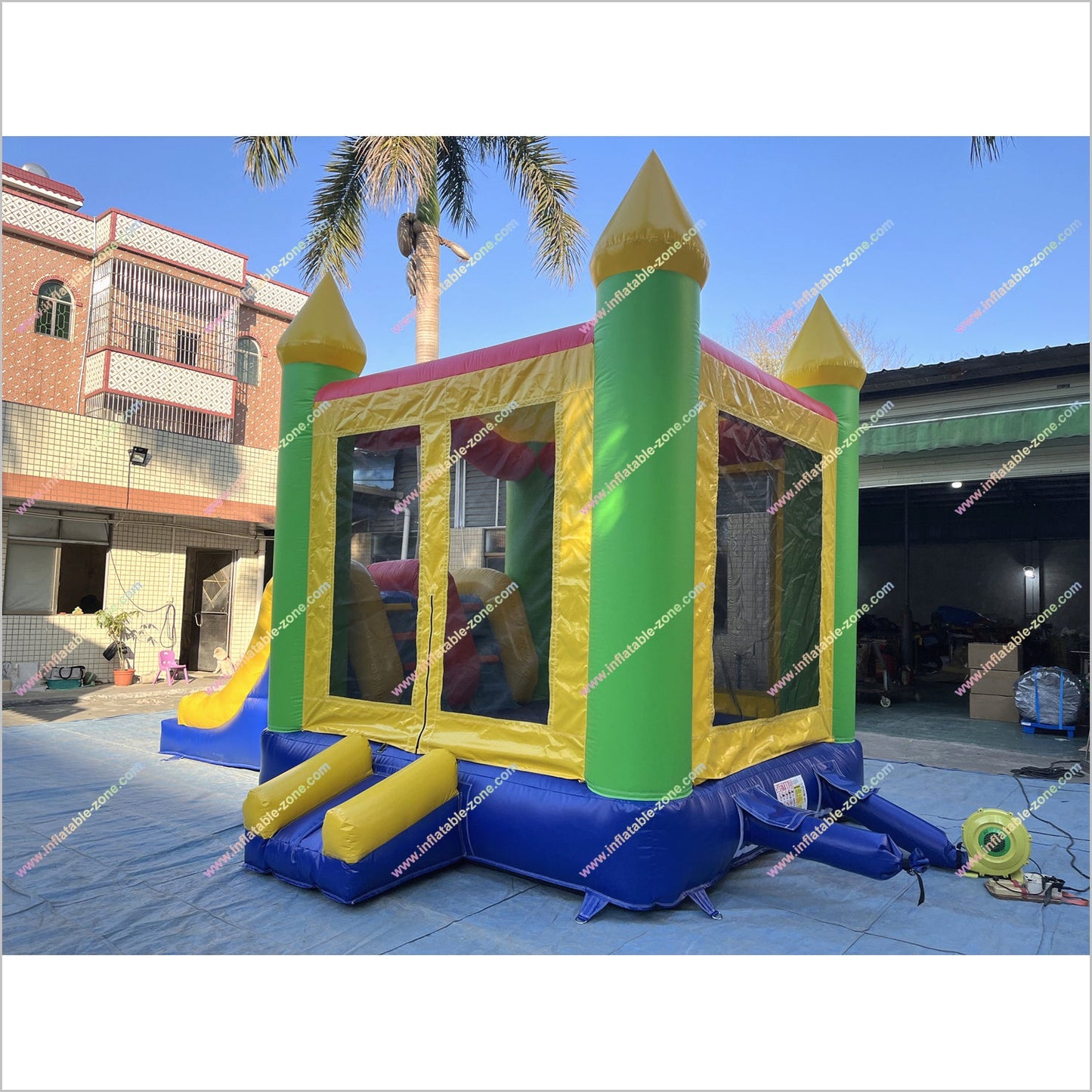 Happy Combo Slide Jumping Castle Hire Inflatable Park Outdoor Bounce House With Slide For Sale