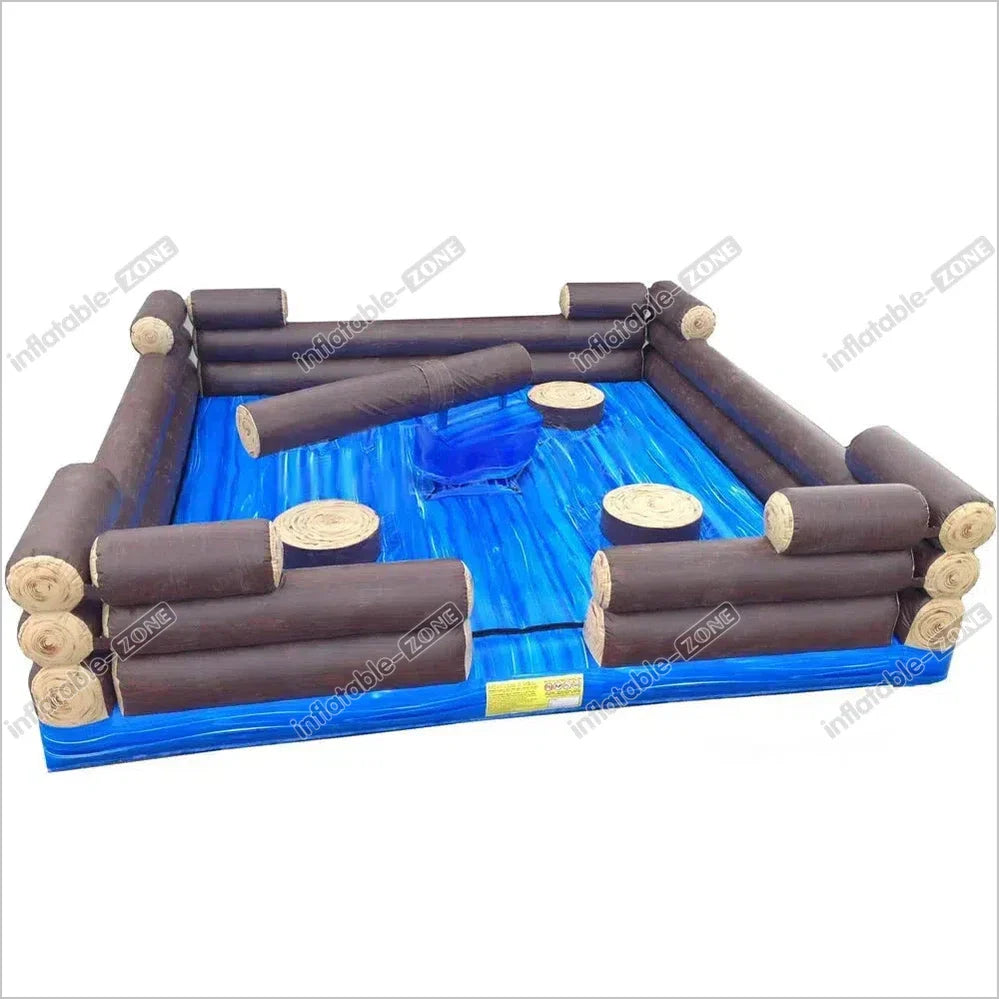 Wood Style Inflatable Wipeout Meltdown Game Commercial Interactive Inflatable Toxic meltdown Challenge game With Mechanical - Inflatable-Zone