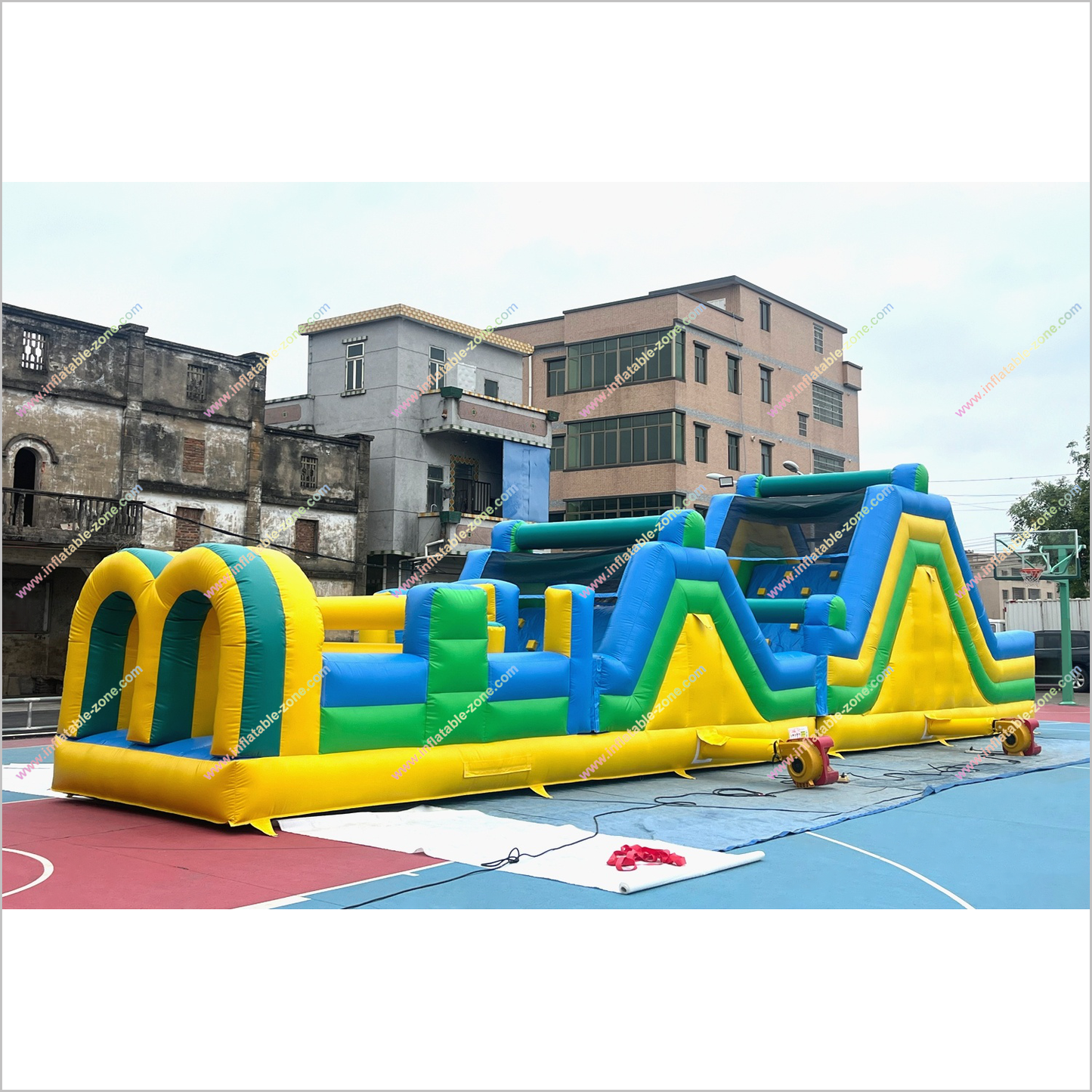 Hire An Inflatable Obstacle Course Double Slip Slide Outdoor Backyard Playground Blow Up Obstacle Course For Sale