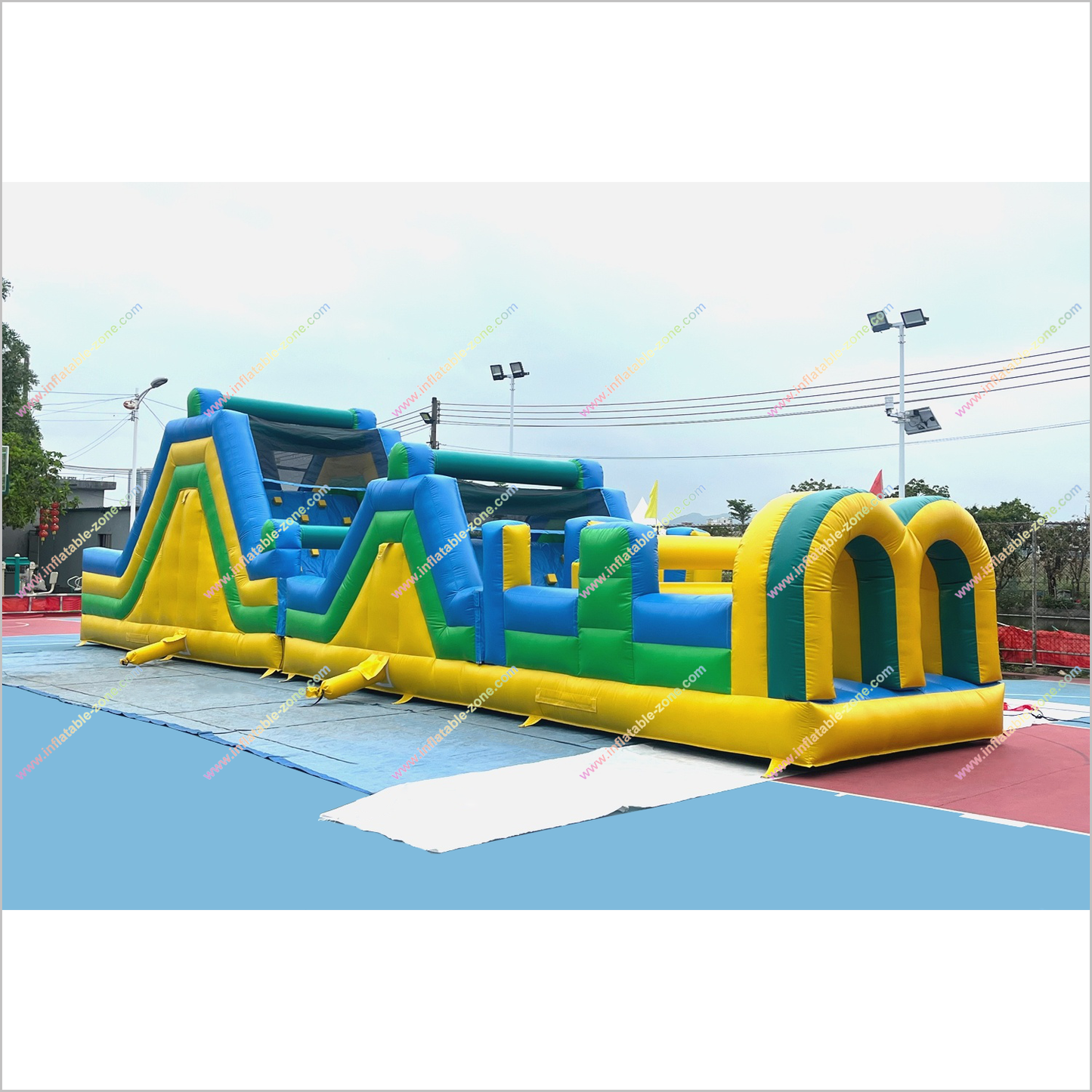 Hire An Inflatable Obstacle Course Double Slip Slide Outdoor Backyard Playground Blow Up Obstacle Course For Sale
