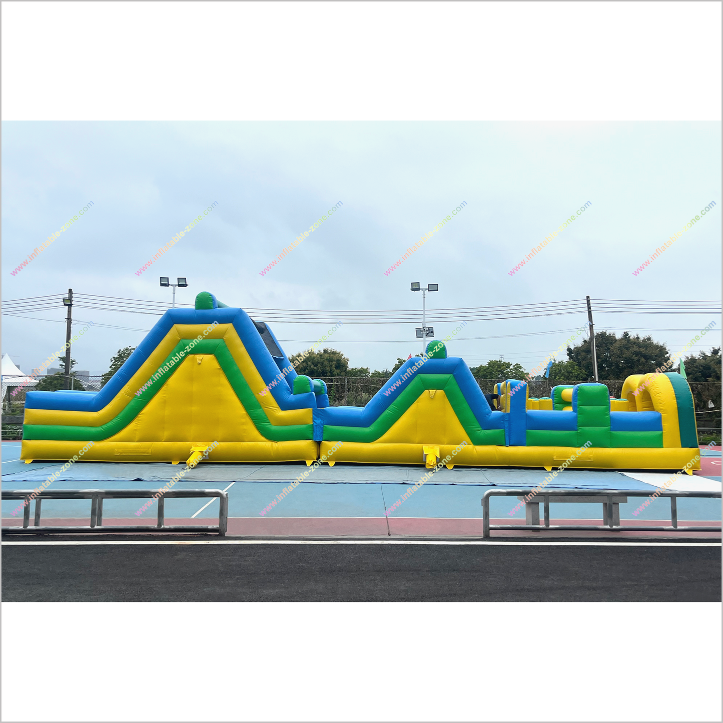 Hire An Inflatable Obstacle Course Double Slip Slide Outdoor Backyard Playground Blow Up Obstacle Course For Sale