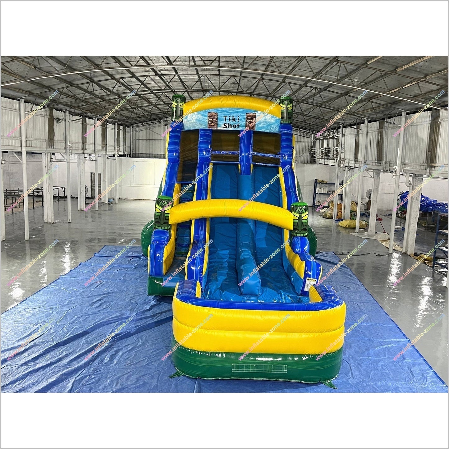 Huge Water Slide Inflatable Dual Lane Tiki Shot Inflatable Water Slides And Pools Indoor Playground Equipment For Sale